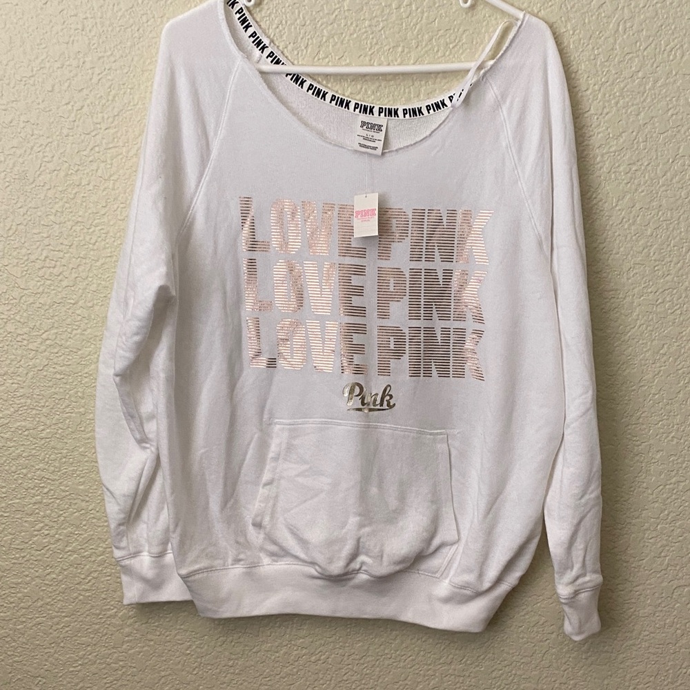 Victoria's Secret White and rose gold Sweatshirt